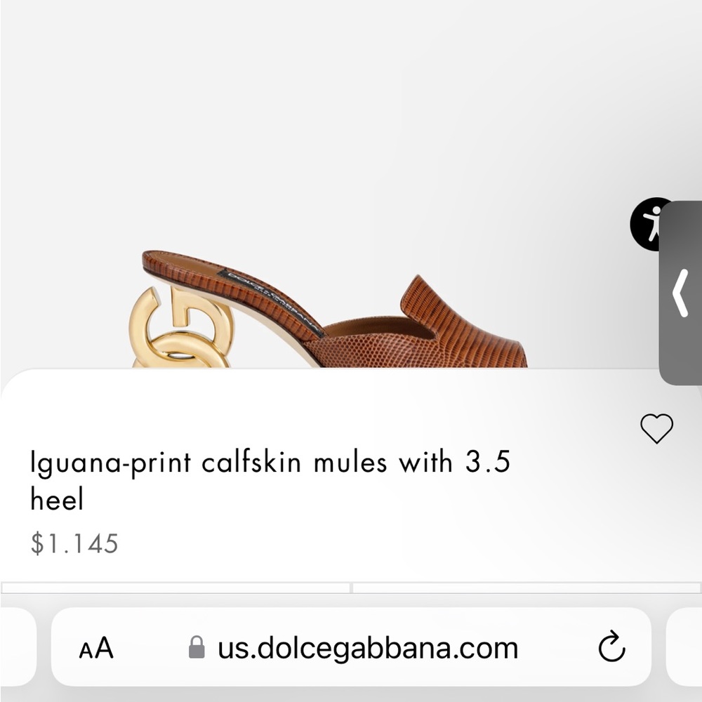 Dolce & Gabbana Iguana-print calfskin mules with 3.5 heel. Size 39.5